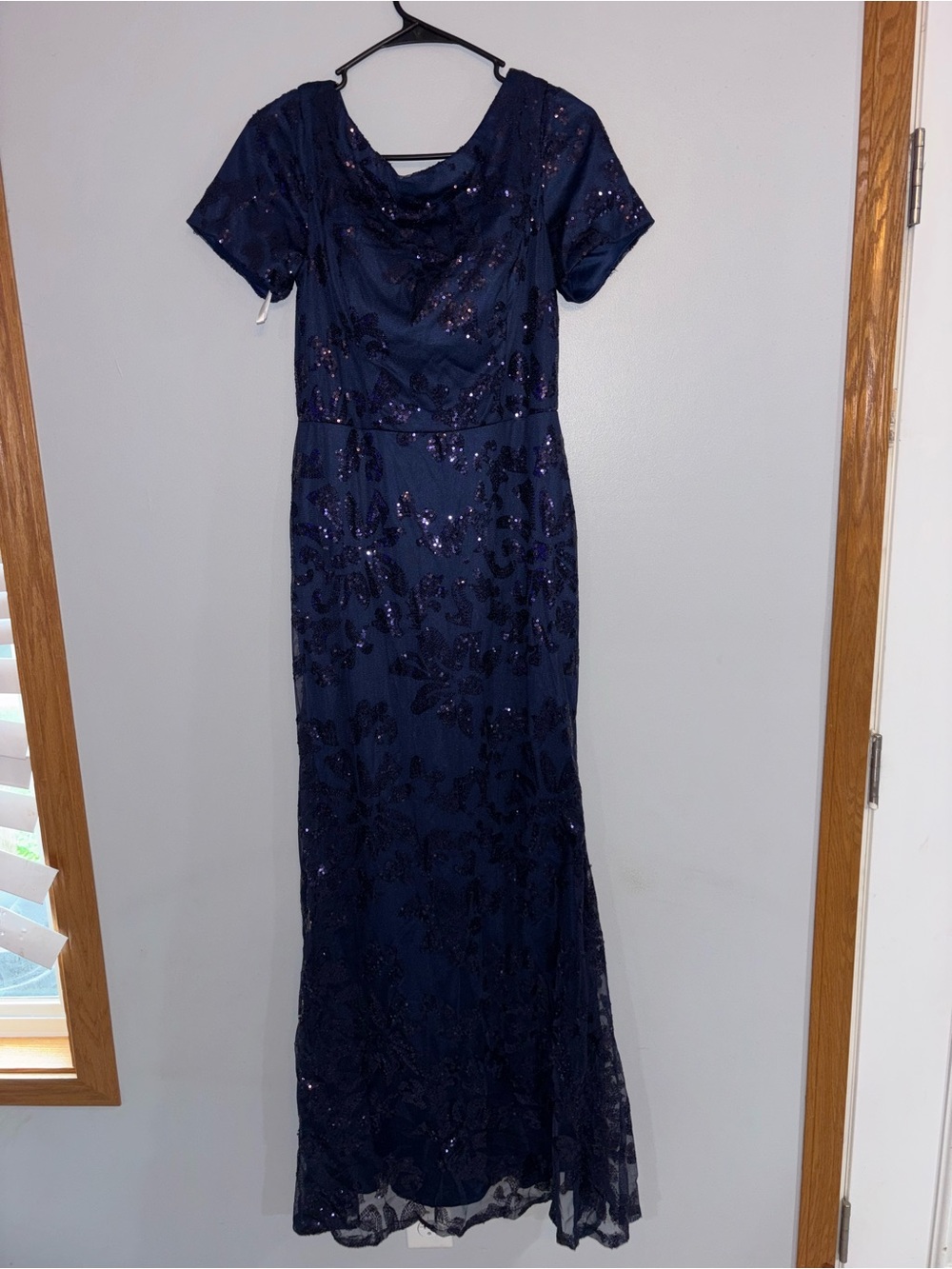 Navy Sequin Evening Gown - Women's Formal Dress
